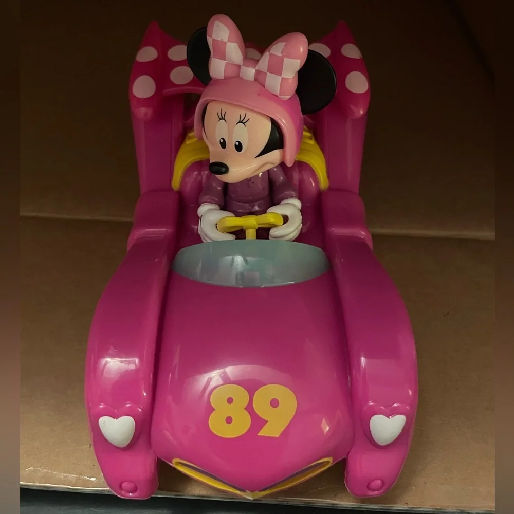 Disney Minnie Mouse Pink and Yellow Racing Car push car only